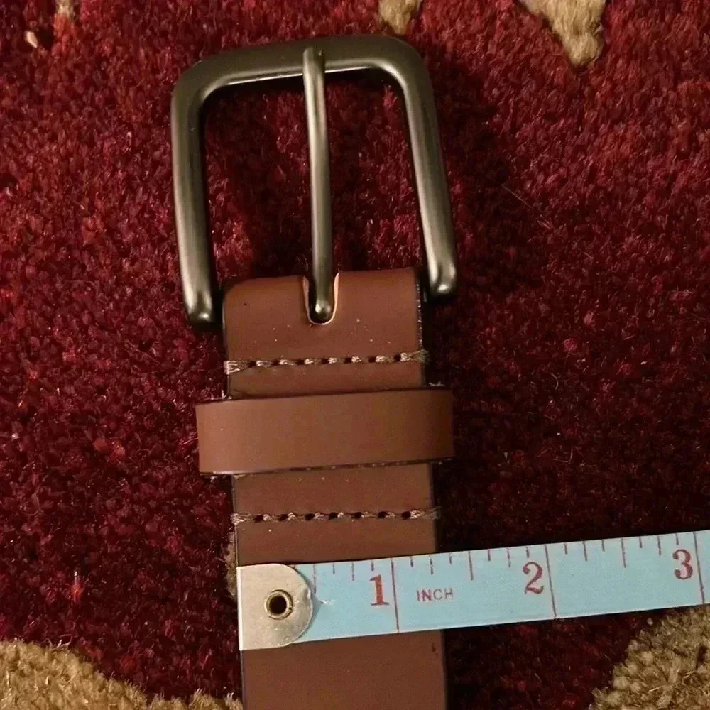 Timberland Men's Classic Brown Leather Belt Gun Metal Buckle Size 34|